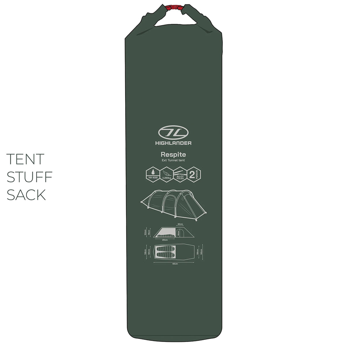 highlander respite 2 person extended tunnel tent stuff sack