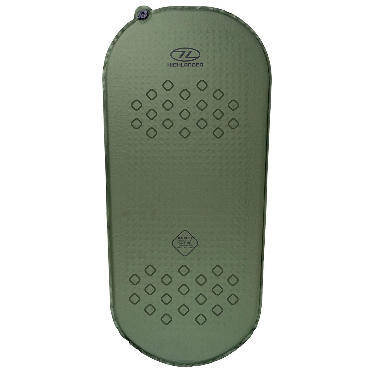 Green Inflatable Mat Highlander Self-Inflating Kip Mat Compact 30mm Olive Green - Free ...