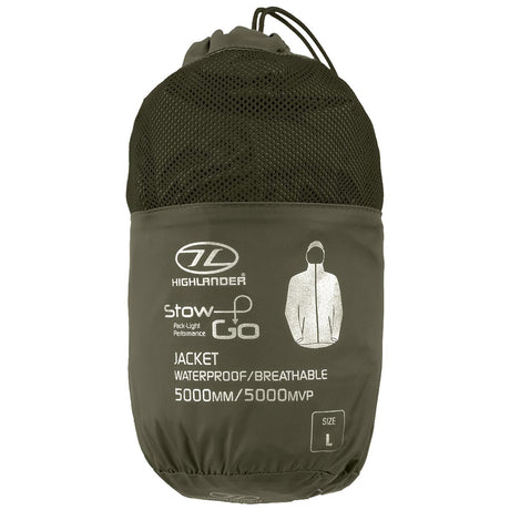 highlander stow go jacket stuff sack olive green