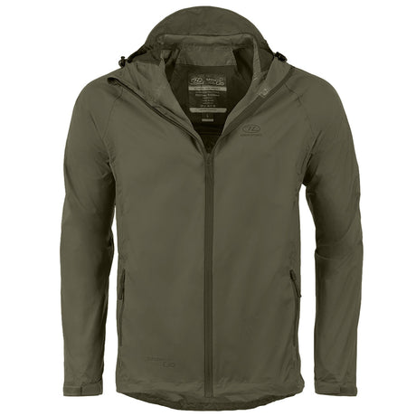 highlander stow go waterproof jacket unzipped green