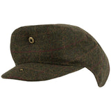 jack pyke wool blend dark olive flat cap with peak popper