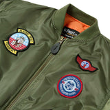 knitted collar of kids kombat kids ma1 olive jacket