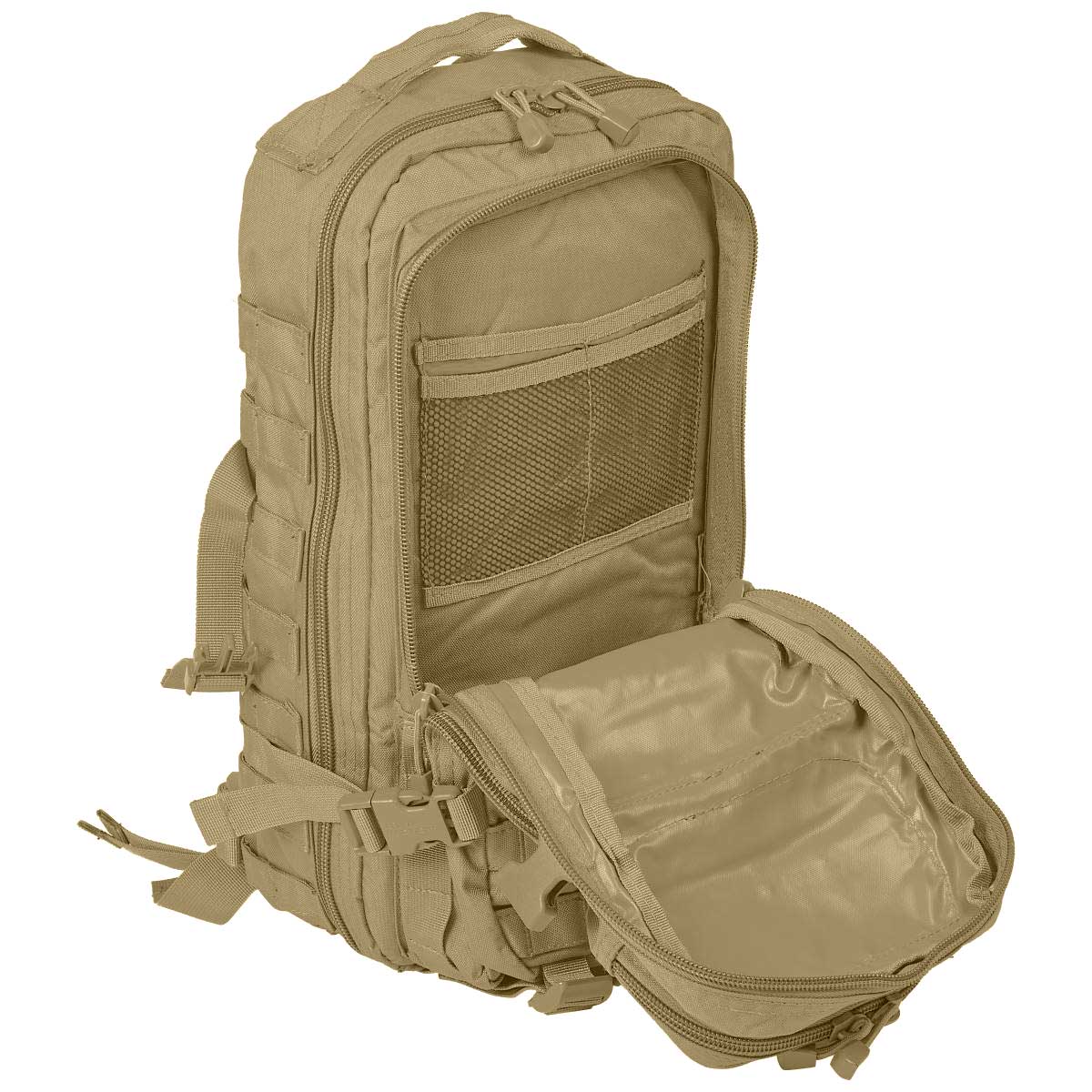 kombat 28l molle assault coyote pack inner mesh pocket
