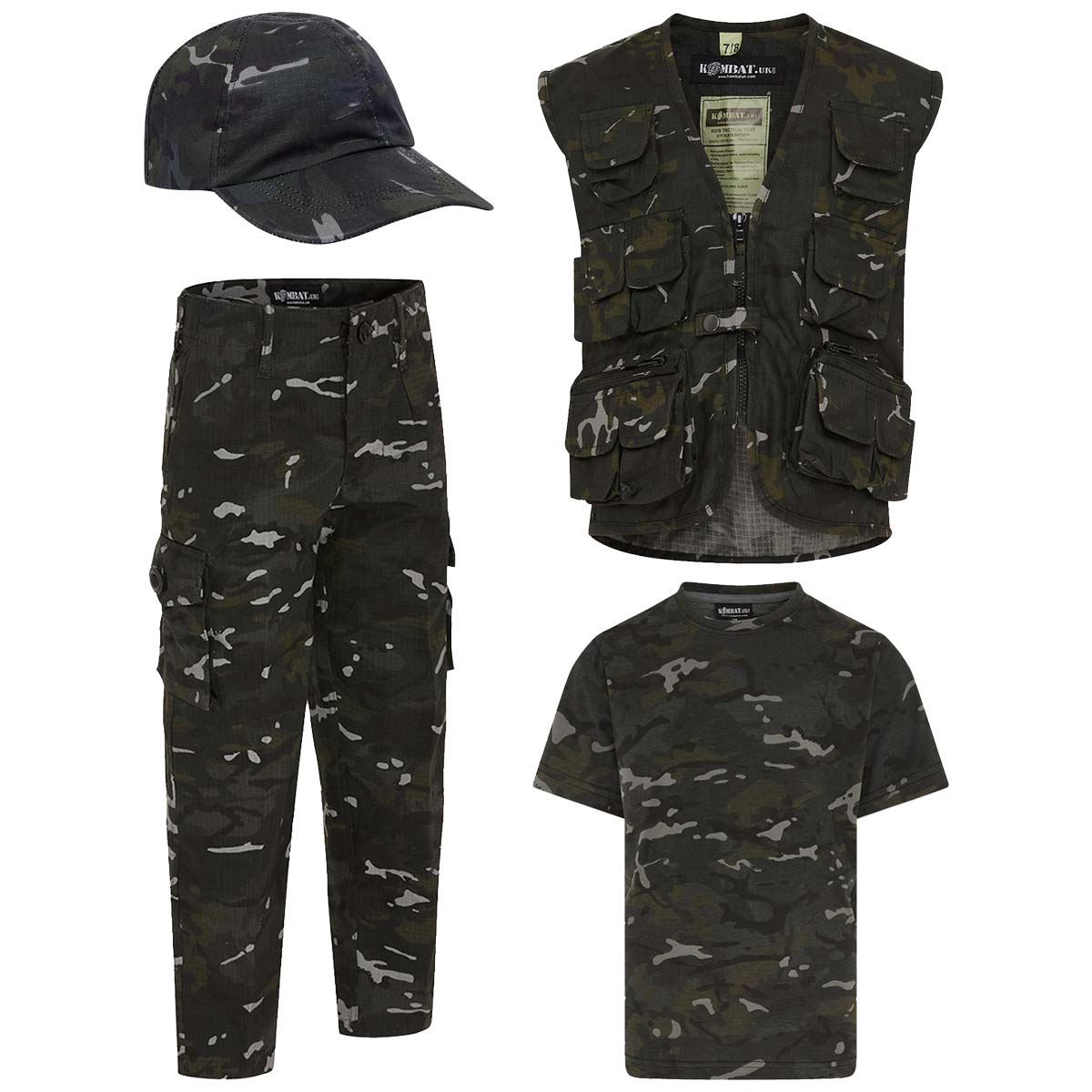 kombat kids explorer army kit black btp camouflage
