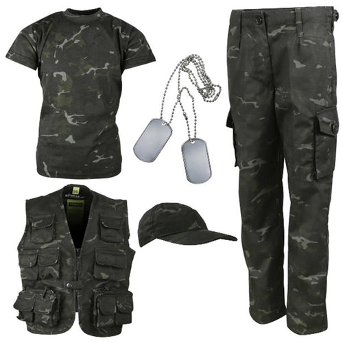 kombat kids explorer army kit btp black camo