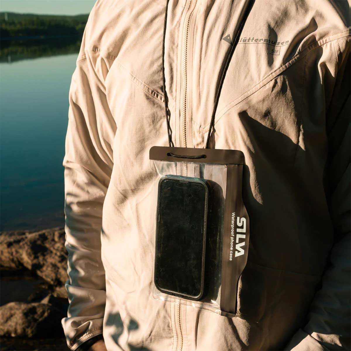 large silva waterproof phone case with lanyard