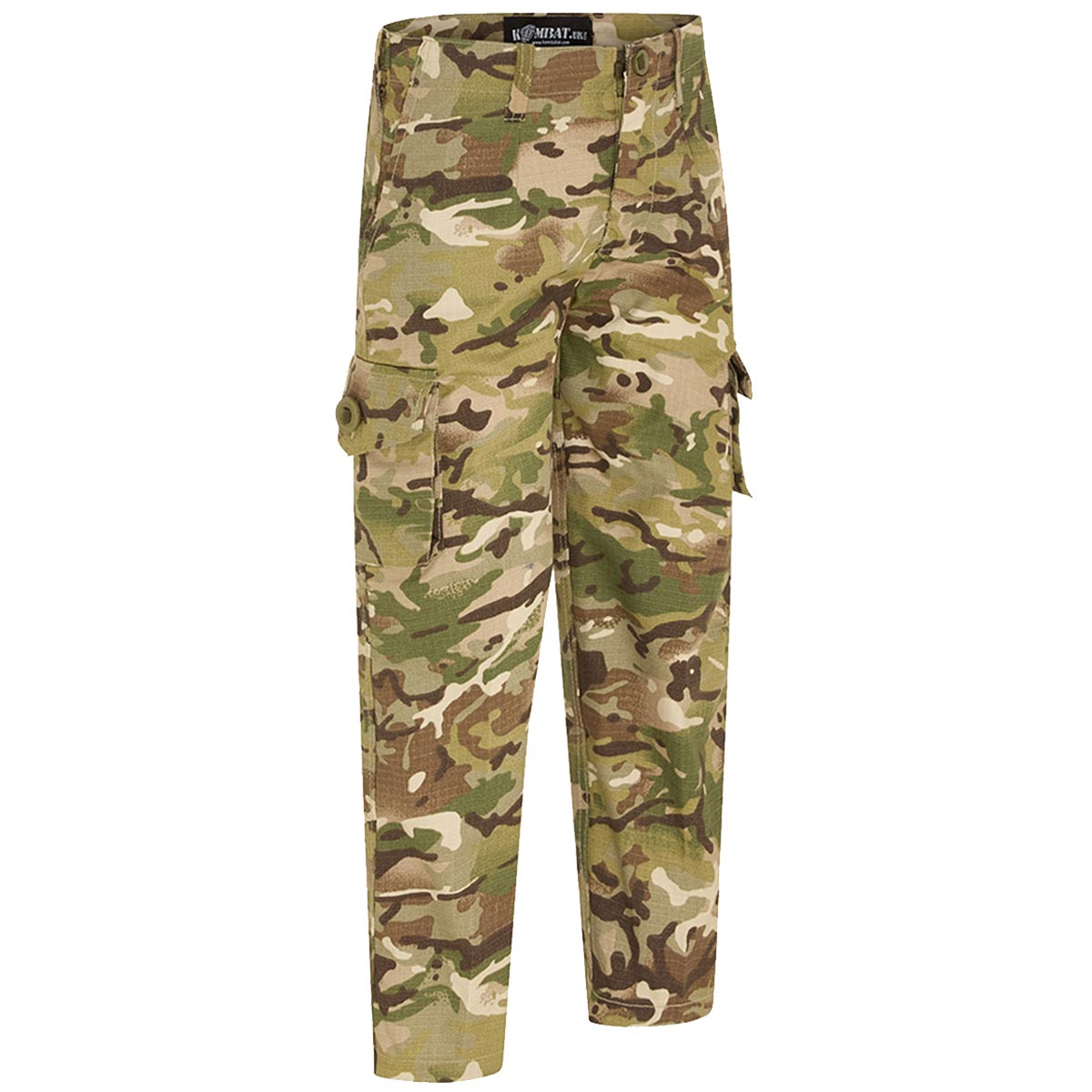 leg cargo pockets on btp camo kombat kids trousers