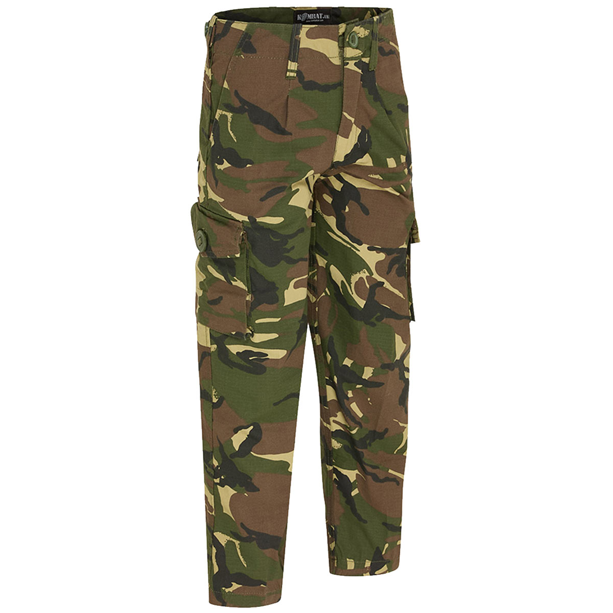 leg cargo pockets on dpm camo kombat kids trousers
