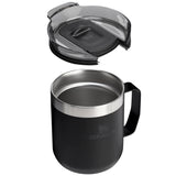 legendary camp mug black with lid removed