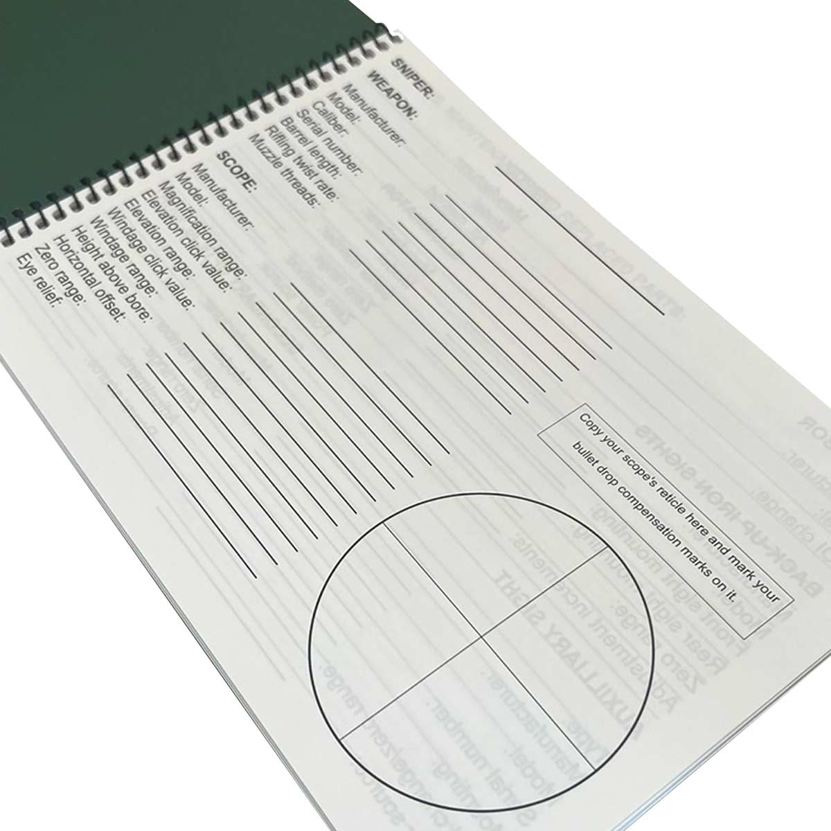 log sheet of modestone snipers logbook