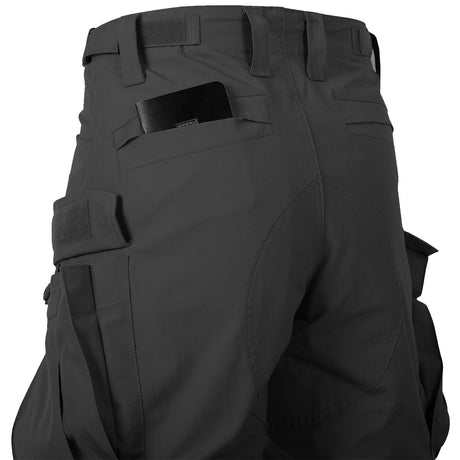 low profile rear pockets on sfu black cargo trousers helikon
