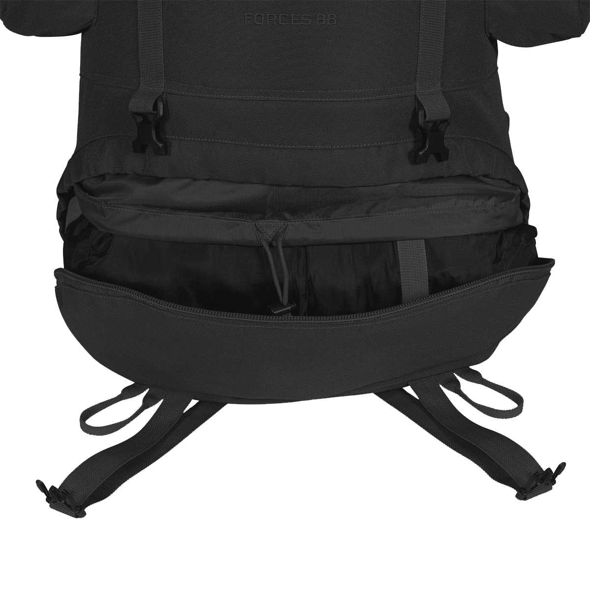 lower zip view highlander forces elite pack 88l black