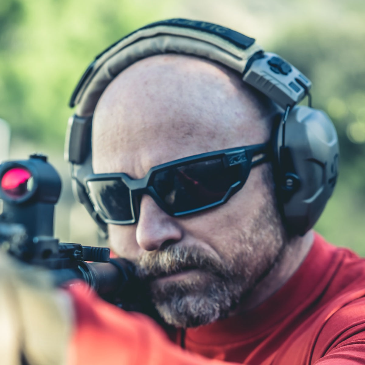 mechanix type x ballistic safety glasses smoke lens being worn