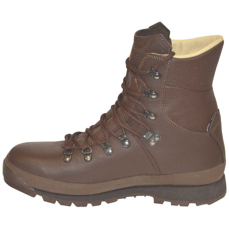 medial side view of brown altberg military ops aqua boots