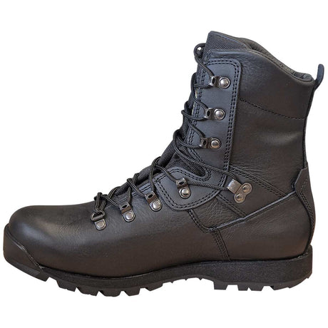 medial view of black altberg tabbing boot