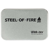 metal container of web tex steel of fire starter kit