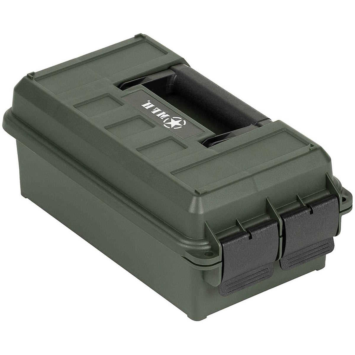 MFH Large Plastic Ammo Box - .50 Cal Style, Olive Green, 37x21x33 Cm, Waterproof & Stackable