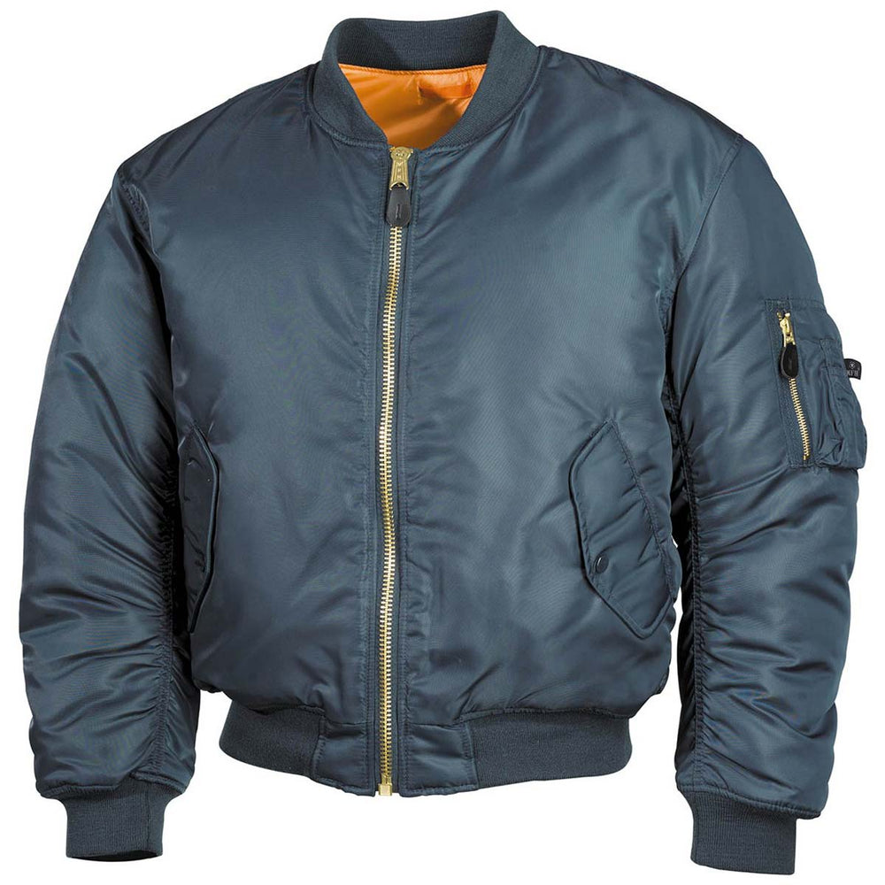 MA1 Bomber Jacket for Men – Military Flight Jacket with Orange Lining, Zip Pockets & Ribbed Hem