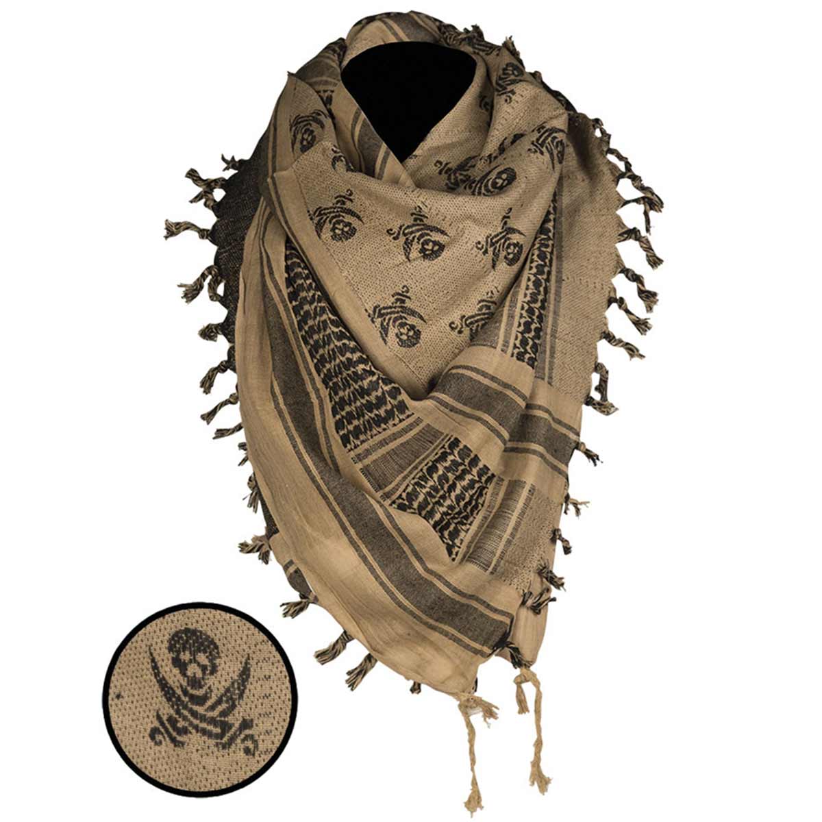 Mil-Tec Shemagh Head Scarf Skull Coyote / Black | Military Kit