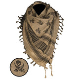 mil tec shemagh head scarf coyote black skulls