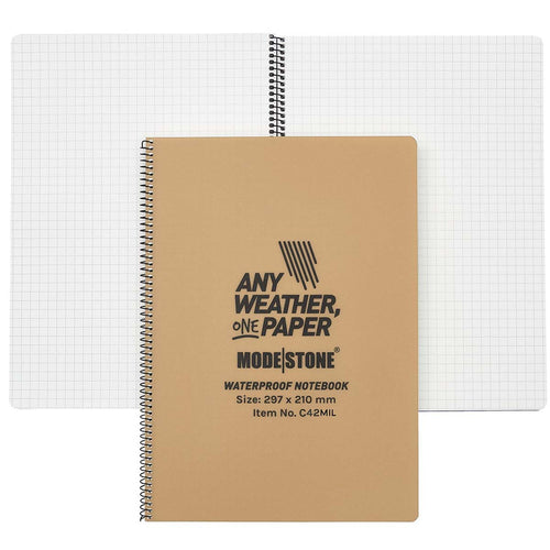 modestone side spiral waterproof notebook a4 tan