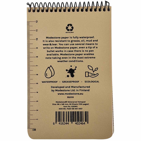modestone waterproof top spiral notepads information
