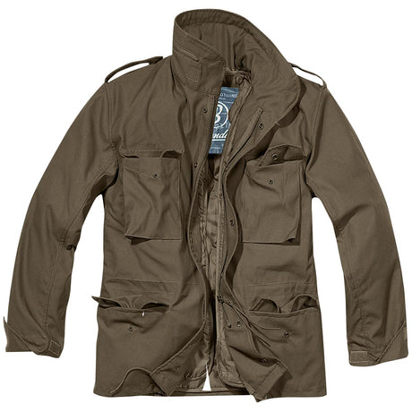 olive green brandit m65 field jacket laid flat