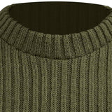 olive green rib knit woolly pully army jumper with epaulettes