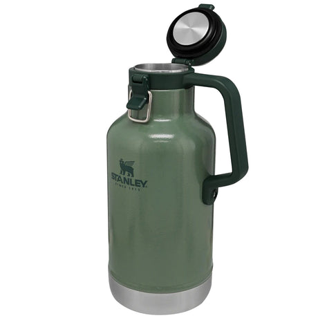 open insulated lid on 1.9l easy pour hammertone green growler