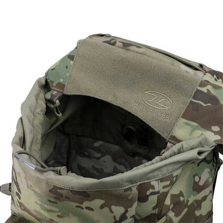 open top highlander pinnacle rucksack 70l hmtc camo