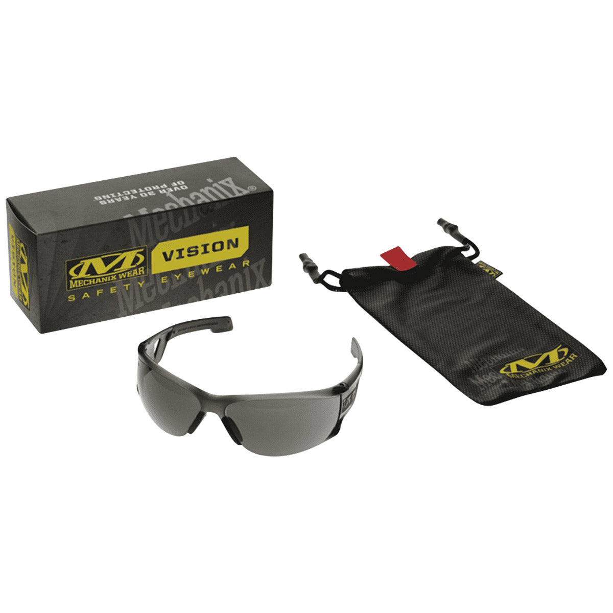 packaging and pouch for mechanix type n ballistic safety glasses smoke lens