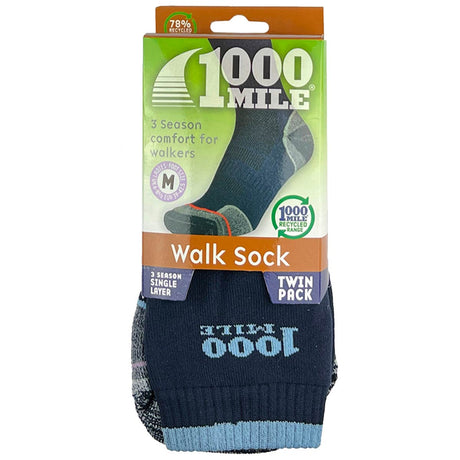 packaging of 1000 mile single layer walk repreve twin pack socks