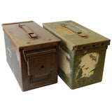 paint on british army grade 1 condition 50 cal ammo box metal green and brown