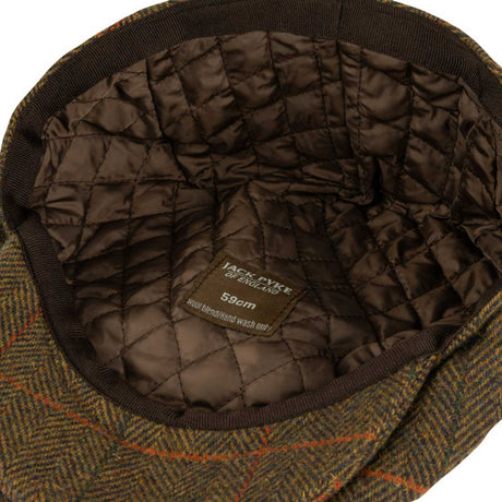 polycotton lining of tweed brown jack pyke wool blend flat cap