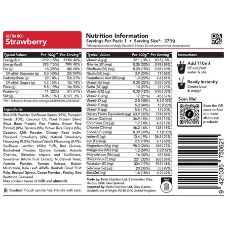 radix strawberry breakfast 800kcal ingredients information
