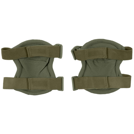 rear adjustable straps of green mfh defence knee pads