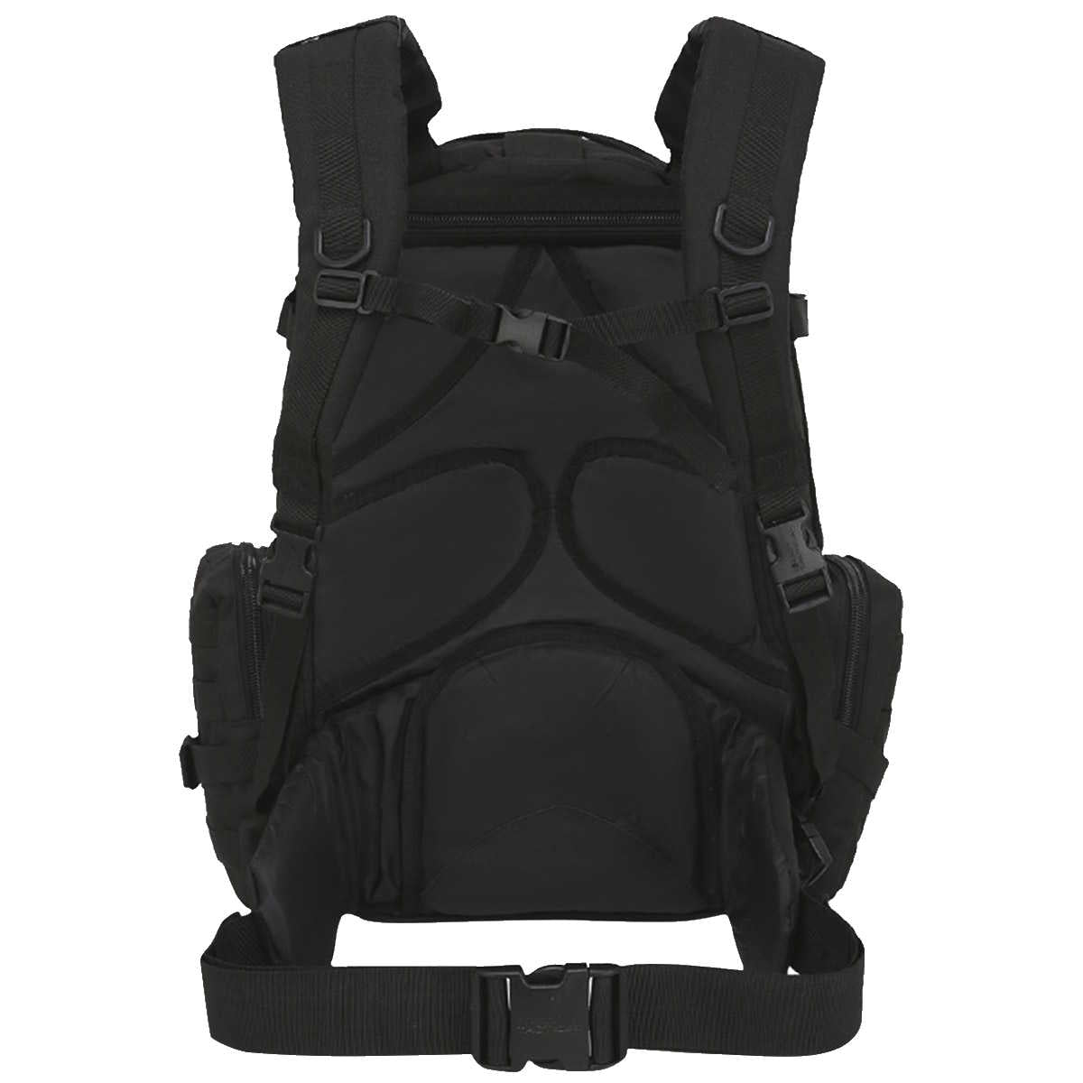 rear airflow channels of black kombat viking molle patrol pack
