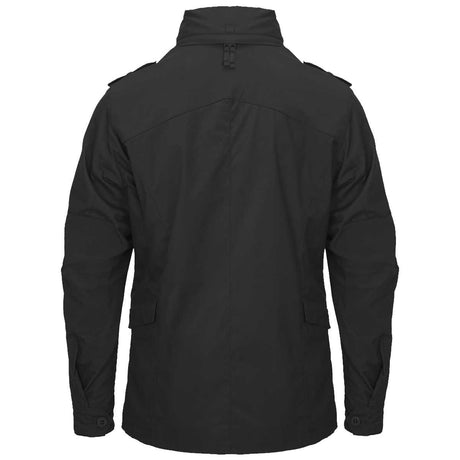 rear of ash grey helikon covert m65 jacket