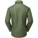 rear of buffalo systems olive green belay jacket