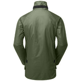 rear of buffalo systems olive green mountain shirt