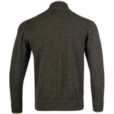 rear of jack pyke dark olive ashcombe lambswool zipknit pullover