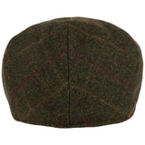 rear of jack pyke dark olive wool blend flat cap