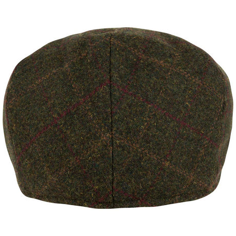 rear of jack pyke dark olive wool blend flat cap
