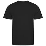 rear of jet black lightweight wicking tshirt