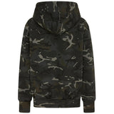 rear of kombat kids hoodies btp black camo with hood down