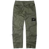 rear of olive green surplus raw vintage infantry cargo trousers