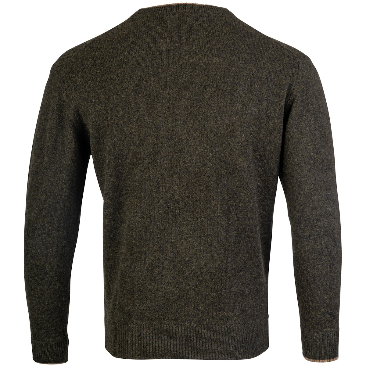 rear of dark olive jack pyke ashcombe crewknit pullover