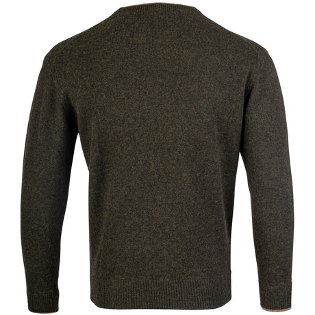 rear of dark olive jack pyke ashcombe crewknit pullover