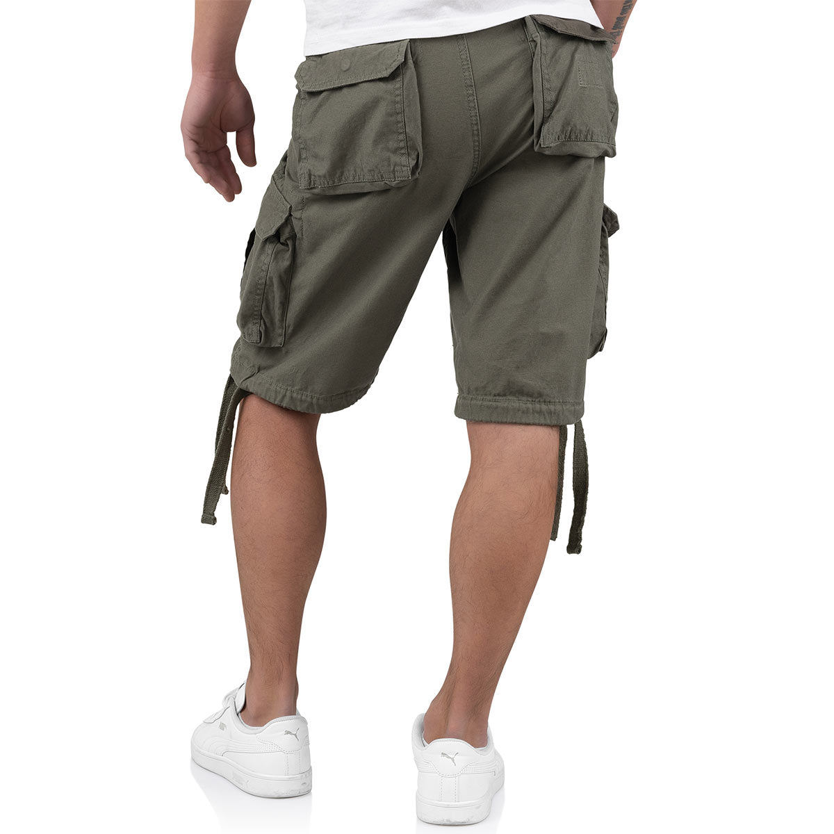 rear of surplus rv airborne vintage olive shorts
