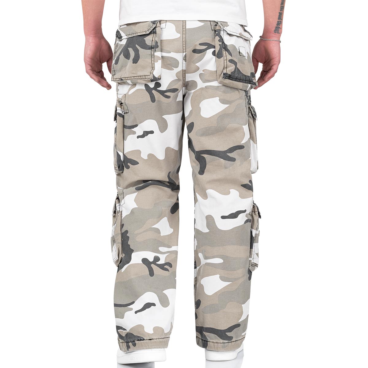 rear of urban camo surplus airborne vintage cargo trousers